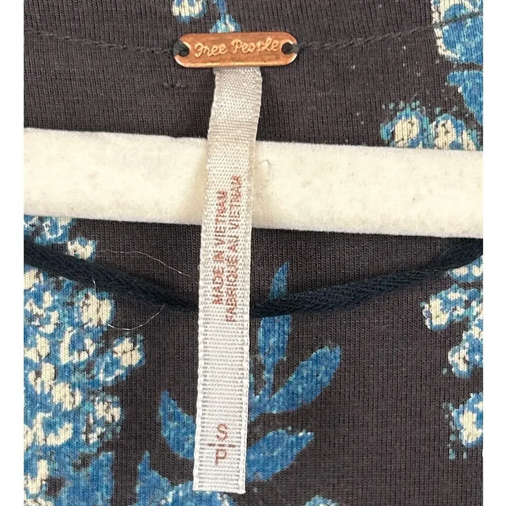 Free People Womens S Gray Blue Floral Speak Easy Bell Sleeve Boho Top Blouse